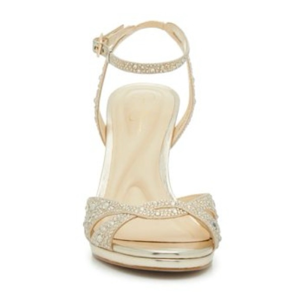 Elegant 6 Gold champagne jessica Simpson Strappy Heels jarilyn3 shimmer sand - Picture 7 of 9